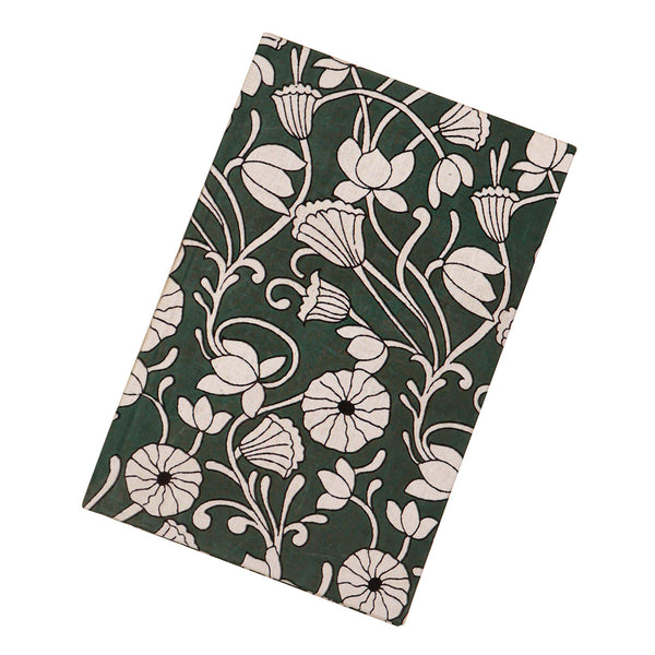 Handmade Paper Journal Diary | Floral Design | Green | 100 Pages