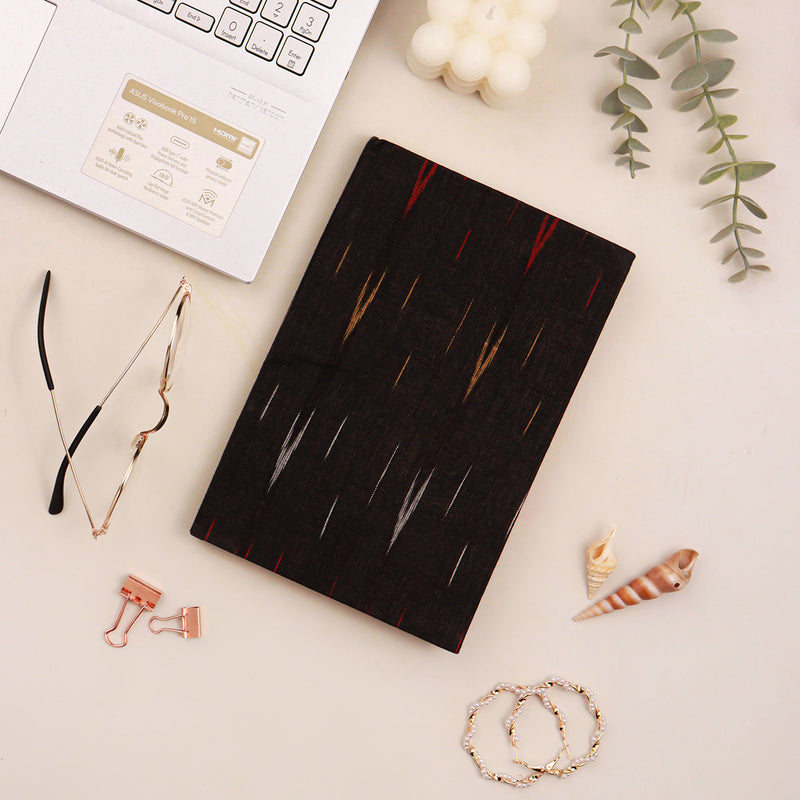 Handmade Paper Journal Diary | Ikat Design | Black | 100 Pages