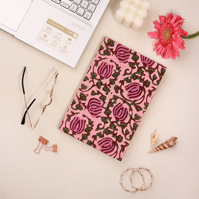 Handmade Paper Journal Diary | Floral Design | Pink | 100 Pages