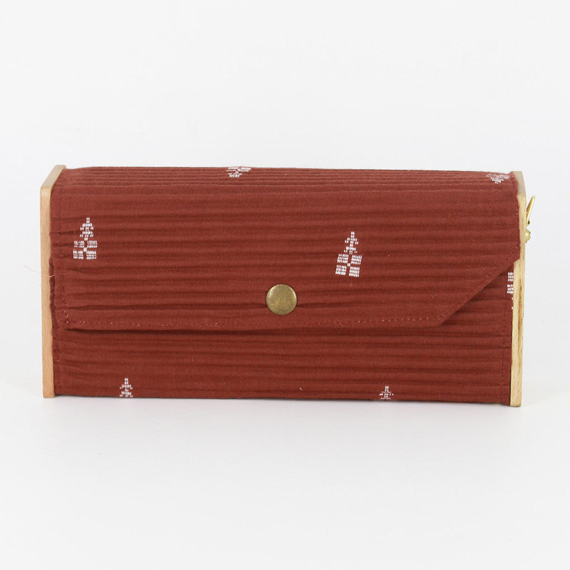 Mini Clutch Bag for Women | Cotton & Re-Claimed Wood | Caramel