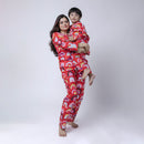 Cotton Pyjama Set For Women | Printed | Red