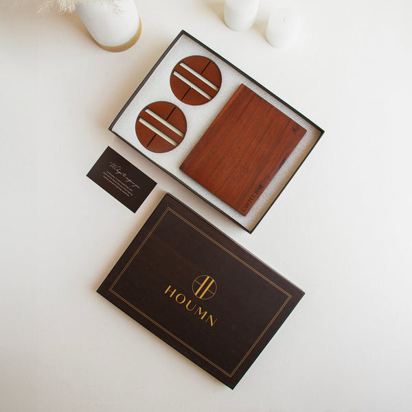 Housewarming Gifts | Artisanal Coffee Bar & Wooden Coasters | Set of 3