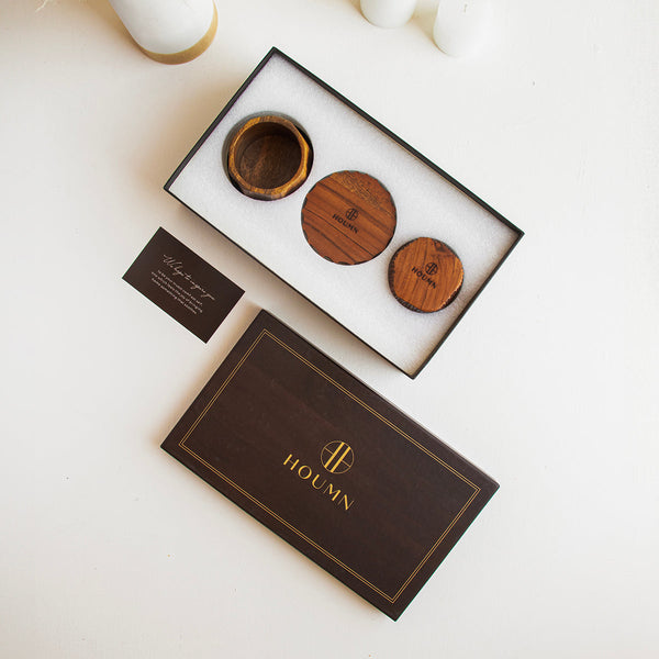 Housewarming Gifts | Wooden Pen Holder & Table Coasters | Set of 4