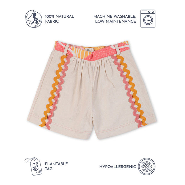 Cotton Shorts For Girls | Lillete Solid | Off-White