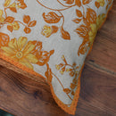 Cotton Linen Printed Cushion Cover | Yellow