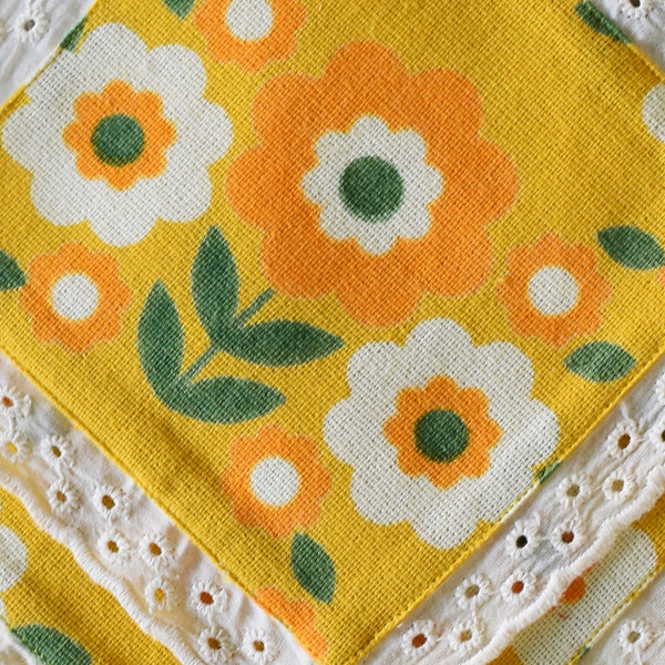 Cotton Linen Table Coasters | Daisy Print | Set of 4 | Yellow