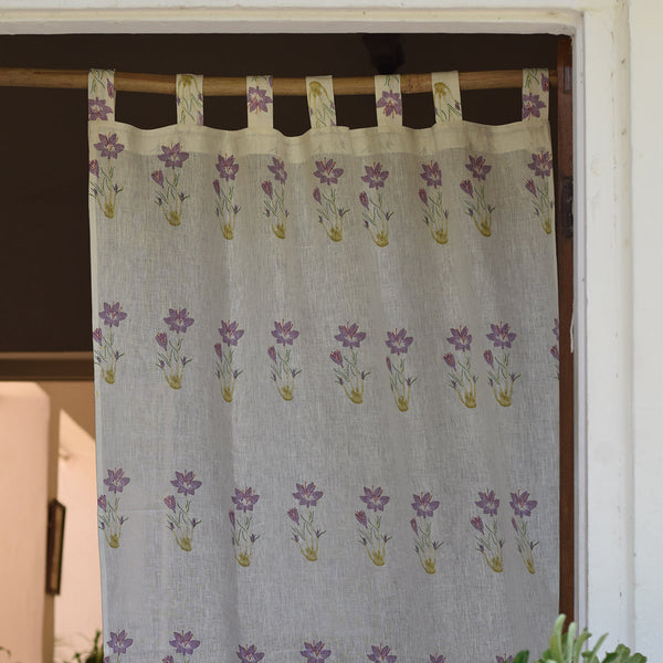 Linen Curtain | Printed | White & Purple