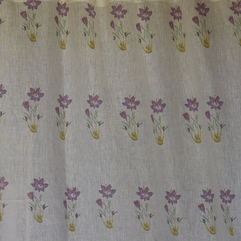 Linen Curtain | Printed | White & Purple
