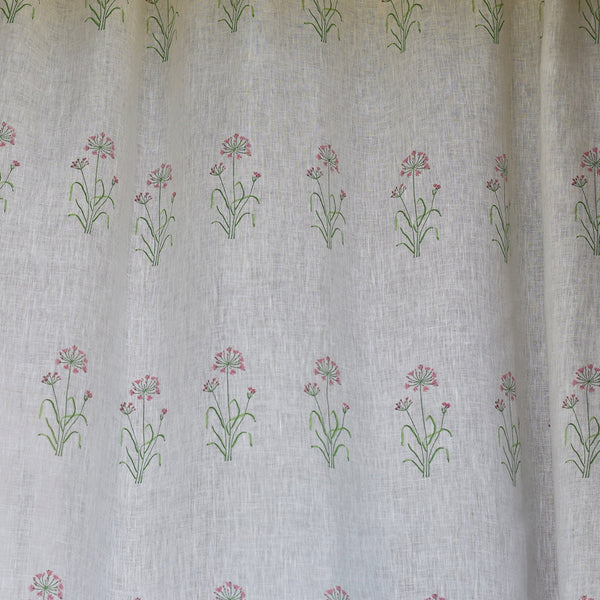 Linen Curtain | Printed | White & Pink