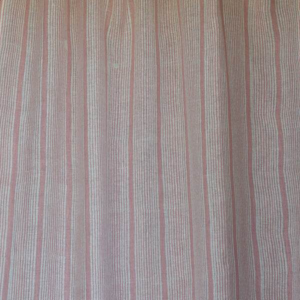 Linen Curtain | Striped | White & Pink