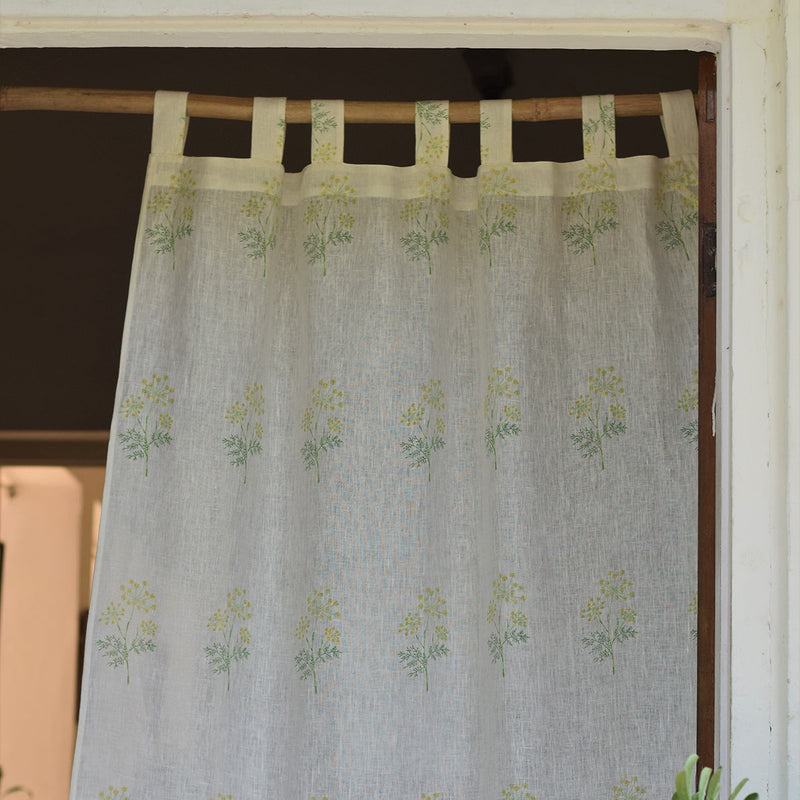 Linen Curtain | Printed | White & Beige