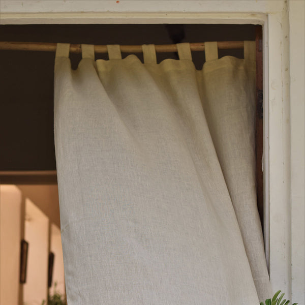 Linen Curtain | Solid | White & Beige