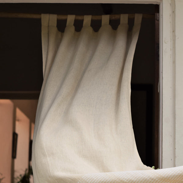 Linen Curtain | Solid | White & Beige