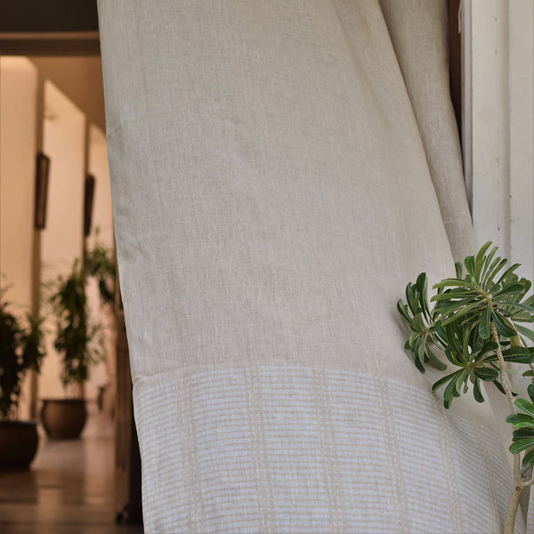 Linen Curtain | Solid | White & Beige