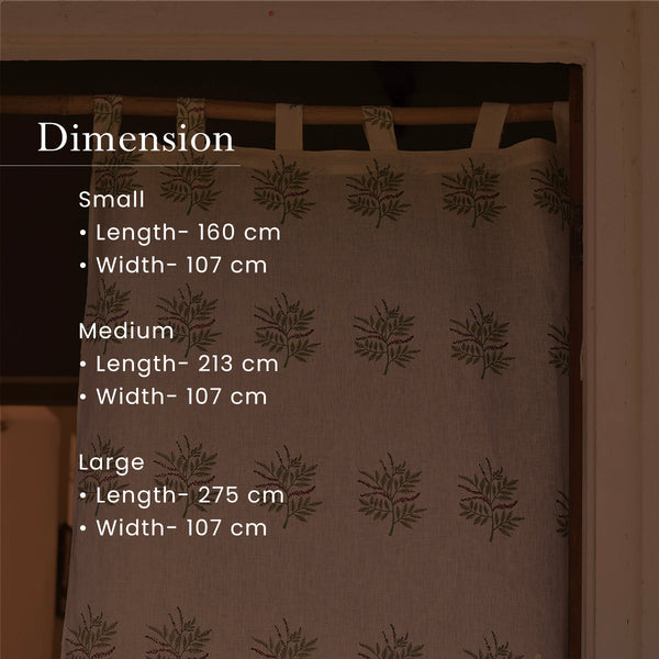 Linen Curtain | Printed | White & Green
