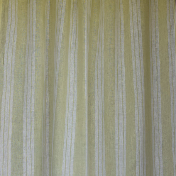 Linen Curtain | Striped | White & Green