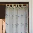 Linen Curtain | Printed | White & Blue
