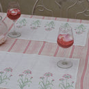 Linen Dining Table Mats | Placemats | Printed | Set of 2 | White & Pink