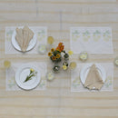 Linen Dining Table Mats | Placemats | Printed | Set of 2 | White & Beige
