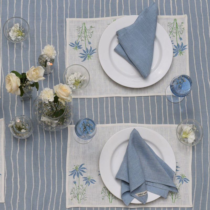 Linen Table Napkins | Plain | Set of 2 | Blue