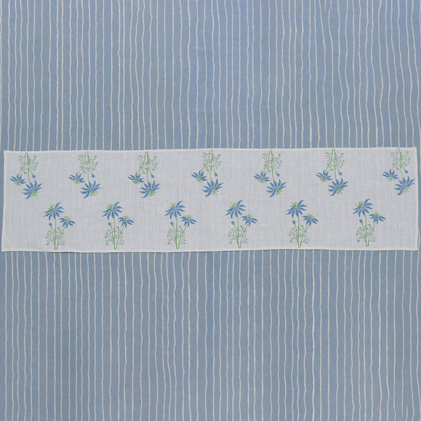 Linen Table Runner | Printed | White & Blue