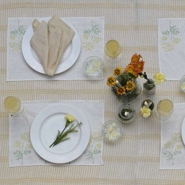 Linen Table Cover | Striped | Beige