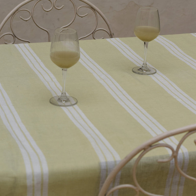 Linen Table Cover | Striped | Green
