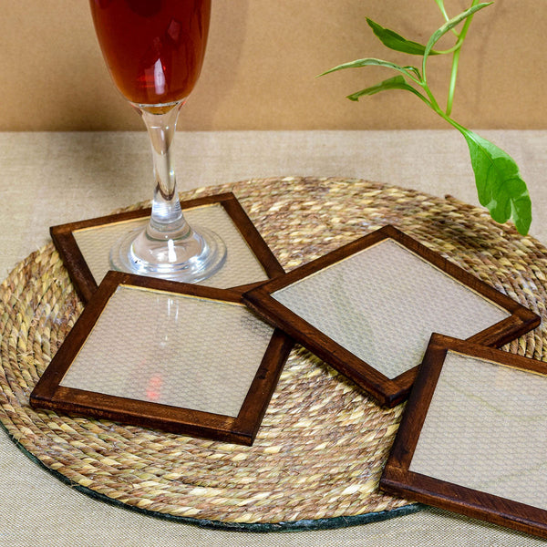 Silk Coasters | Woven Design | Silver