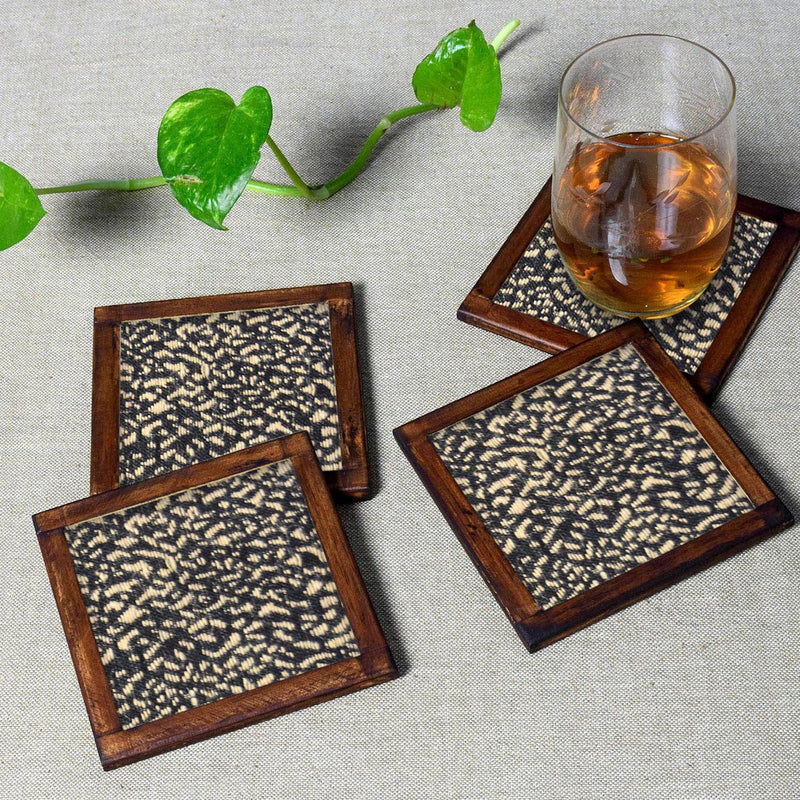 Jute Coasters | Woven Design | Black