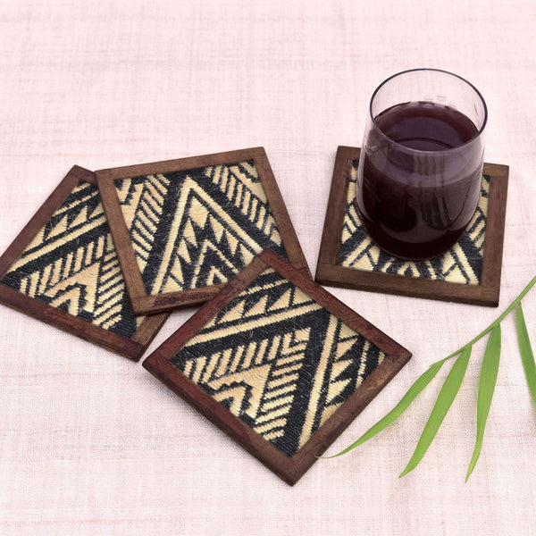 Jute Coasters | Geometric Design | Black