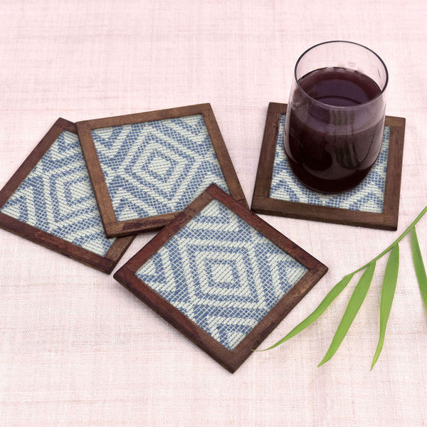 Cotton Coasters | Woven Design | Blue