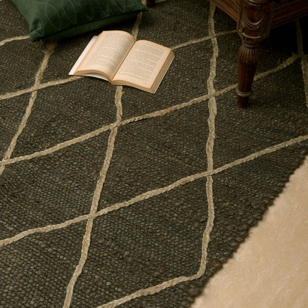 Jute Rug | Criss-Cross Design | Black