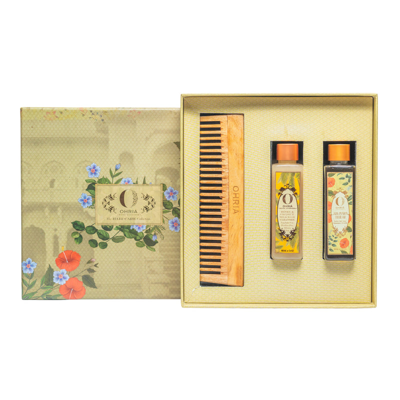 Festive Gift Hamper | Hair Care Collection Box | Hair Cleanser | Wooden Comb | Hair Oil | Set of 3