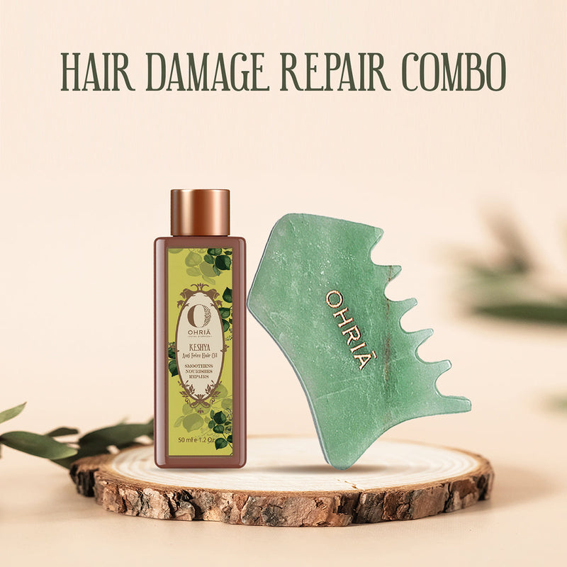 Keshya Hair Oil with Massage Tool | Hair Damage Repair Combo | Set of 2