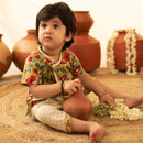 Cotton Baby Kurta with Dhoti | Angrakha Style | Green & Red