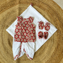 Cotton Baby Boy Clothes | Dhoti Kurta Set | Mittens & Booties | Swaddle | Red & White