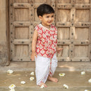 Cotton Baby Boy Clothes | Dhoti Kurta Set | Mittens & Booties | Swaddle | Red & White