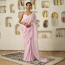 Handloom Pink Linen Saree | Striped