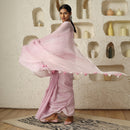 Handloom Pink Linen Saree | Striped