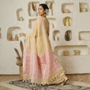 Beige & Pink Linen Saree | Tasselled