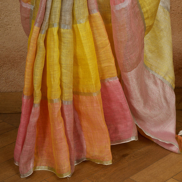 Linen Saree | Striped | Multicolour