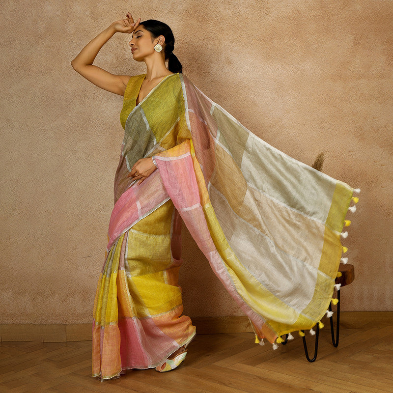 Linen Saree | Striped | Multicolour