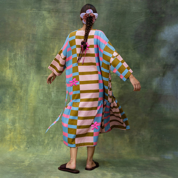 Upcycled Dress | Oversized | Striped Design | Multicolour