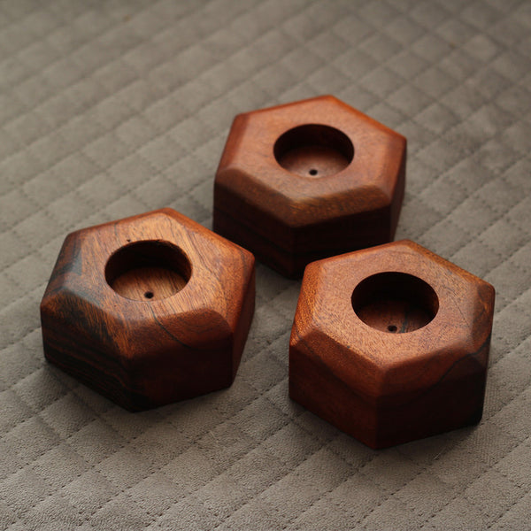 Acacia Wood Tea Light Candle Holders | Brown | Set of 3