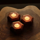 Acacia Wood Tea Light Candle Holders | Brown | Set of 3