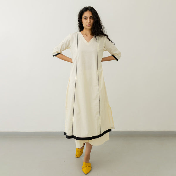 Women Kurta Set | Cotton Poplin | White & Black