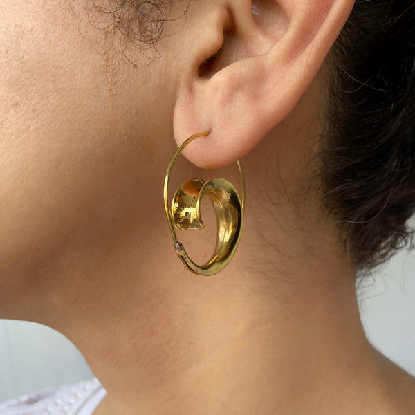 Brass Earrings for Women | Gold Finish | Swirl & Twirl