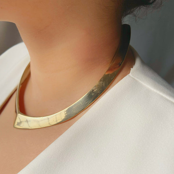 Brass Choker Necklace for Women | Gold Finish | Opulence