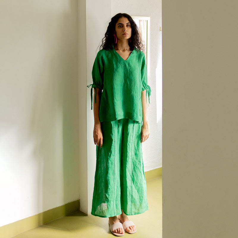 Women Linen Co Ord Set | Green