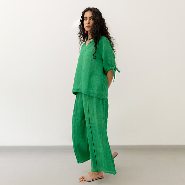 Women Linen Co Ord Set | Green